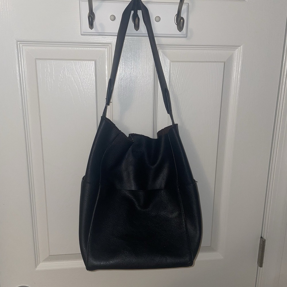 Anthropologie Tia Slouchy Bucket Bag Shoulder Bag Black Handbag Purse Boho